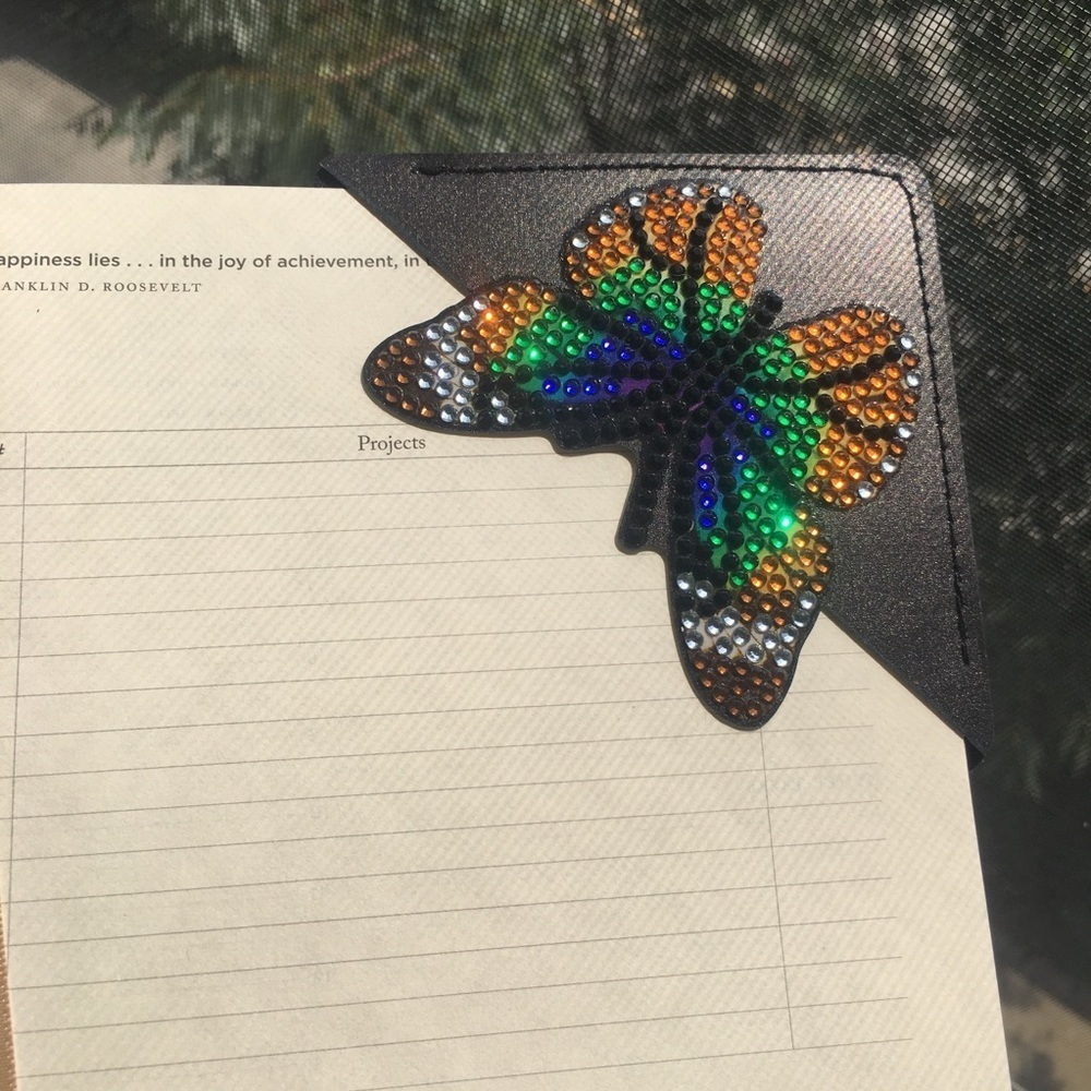 Diamond Art Butterfly Corner Bookmark, Colorful, Sparkly, Bling (ORNG/GRN/BLUE) - Picture 15 of 17